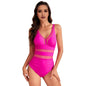 Hollow Mesh Splicing Monokini Swimsuit Stylish Women's Mesh Splicing One-piece Swimsuit Tummy Control V-neck Monokinis Beachwear
