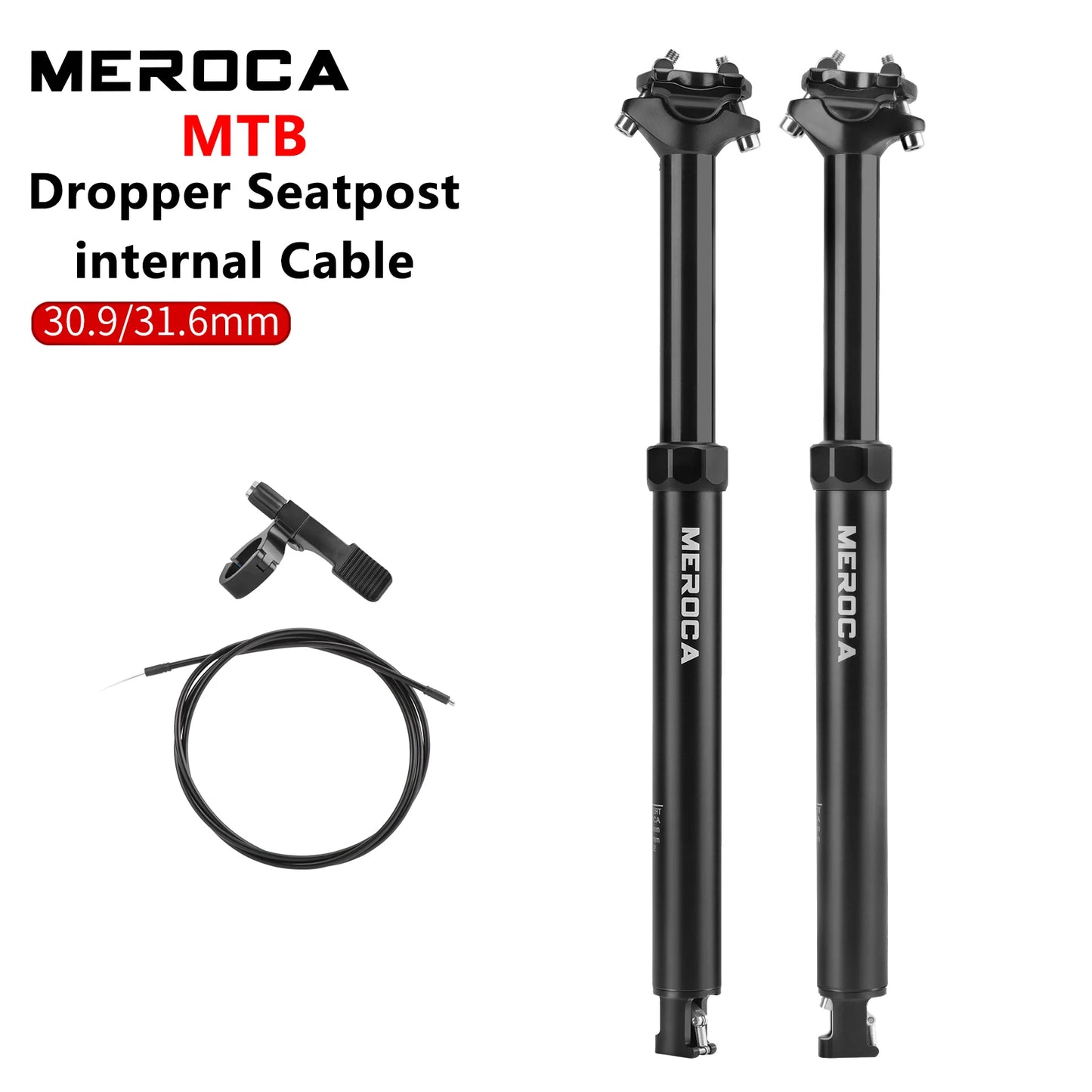 MEROCA Bike Dropper Seat Post 30.9/31.6x425mm Internal Routing Cable Remote Wire Control Lift Seat Tube Mtb Seatpost