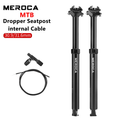 MEROCA Bike Dropper Seat Post 30.9/31.6x425mm Internal Routing Cable Remote Wire Control Lift Seat Tube Mtb Seatpost