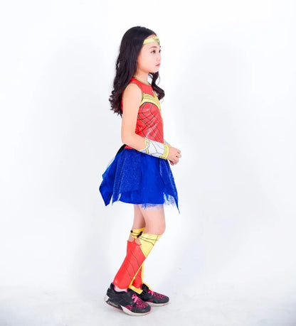 Child Wonder Girl cosplay fancy dress Supergirl women Halloween Purim party Amasia costume MN12