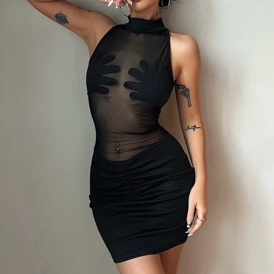 Europe and America Sexy zara traf Fashion See Through Bodycon Elastic ropa de mujer Club outfits for women 2025
