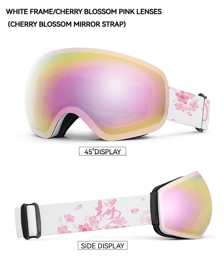 Frameless Anti-Fog Ski Goggles Night Lens Box Set 100% UV400 Protection Ski Snowboard Anti-Slip Strap Snow Goggles for Men Women