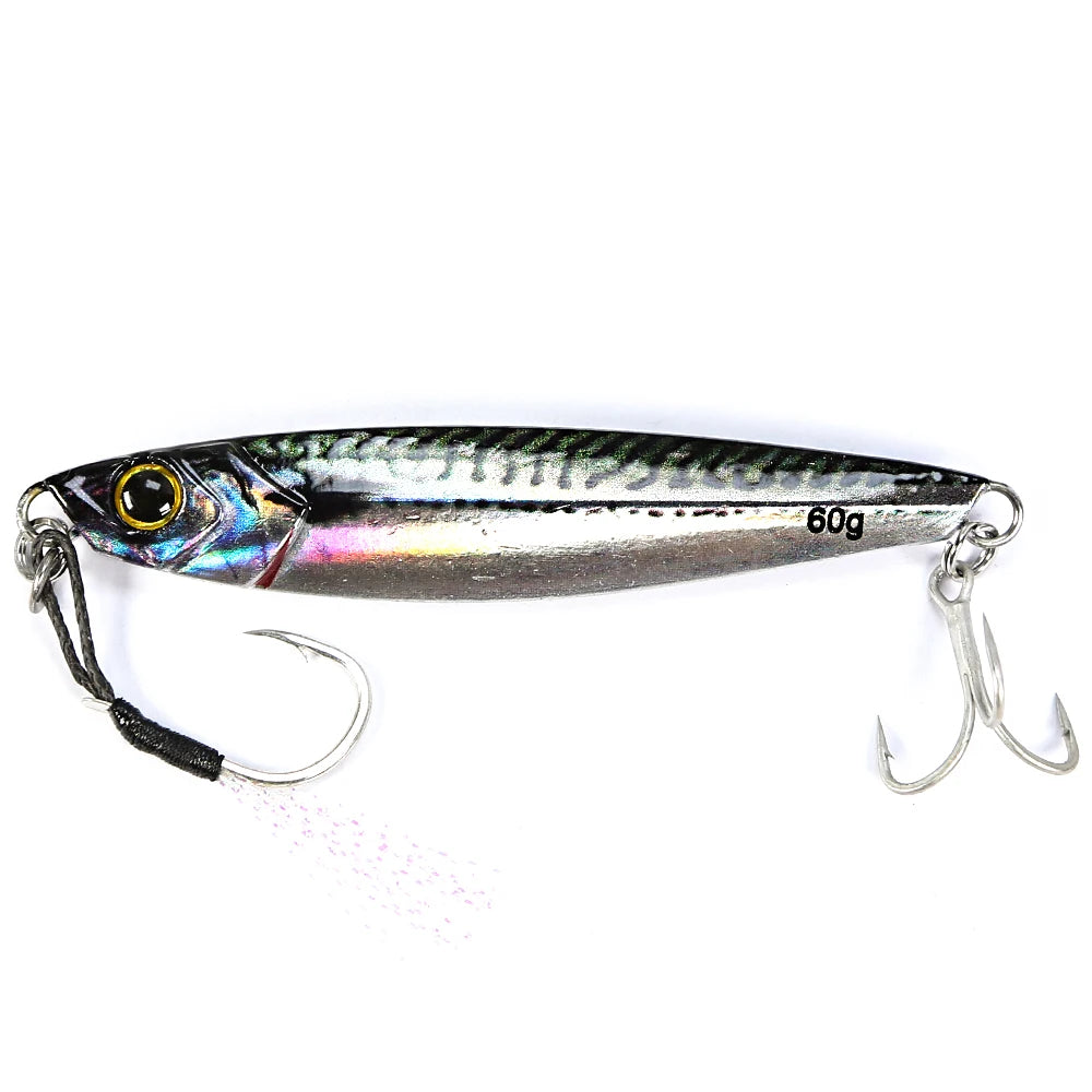B&U Sea fishing Slow Jig Metal Jigging Spoon 3D Print Laser Artificial Bait Boat Fishing Jig Lures Super Hard Fish Fishing Lures
