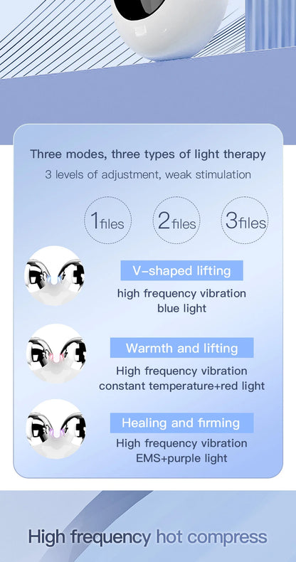 Portable Electric V-Face Lift Roller Massager EMS Microcurrent Sonic Vibration Facial Lifting Skin Tighten Massage Beauty Device