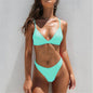 Summer Solid Beach Swimsuit Swimsuits for Women Sexy Halter Swimwear Swimsuit Thong Female Bikini Sets Orange Pink Yellow