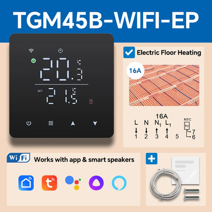 Beok Tuya Wifi Heating Thermostat Smart Home Thermoregulator for Warm Floor Gas Boiler Water Heating Work with Google Alexa