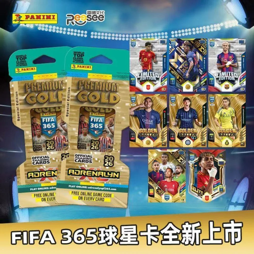 2026 Panini Adrenalyn FIFA World Cup Starter Pack Gold Pack Steelbook Official Trading Cards Game Collection Toys Gifts for Fans
