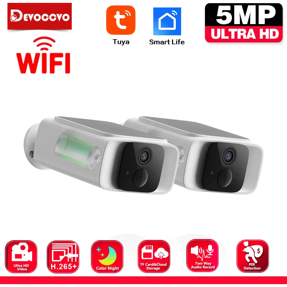 Tuya Wifi Solar Bullet Camera Outdoor 5MP Waterproof Battery Powered CCTV Surveillance Security Camera Wireless 2 Way Audio