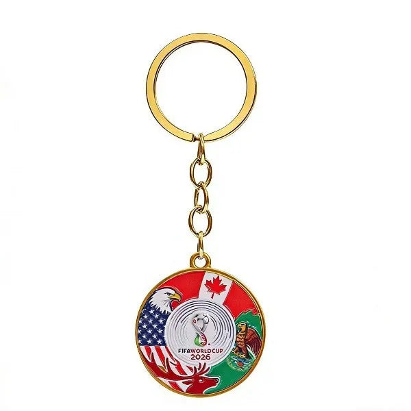 2026 FIFA World Cup Enamel Metal Keychain, UV Printed Soccer Key Ring, Football Fan Souvenir, Car Bag Pendant, Sports Gift