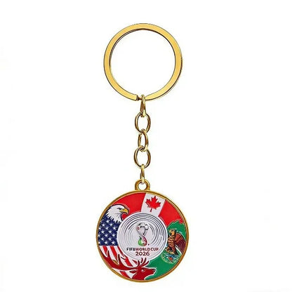2026 FIFA World Cup Enamel Metal Keychain, UV Printed Soccer Key Ring, Football Fan Souvenir, Car Bag Pendant, Sports Gift