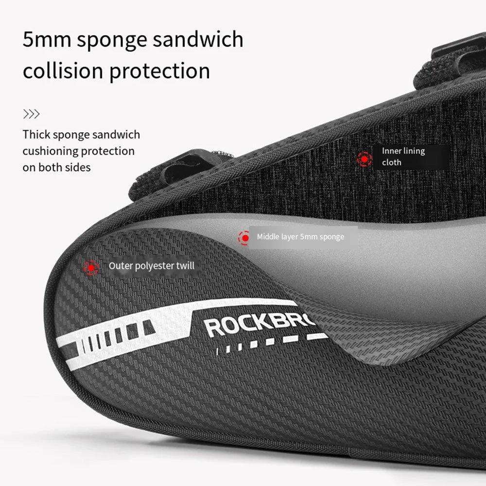 ROCKBROS Bike Saddle Bag MTB Road Cycling Reflective Twill Top Tube Triangle Bag Bicycle Handlebar Pouch Frame Front Tube Bag