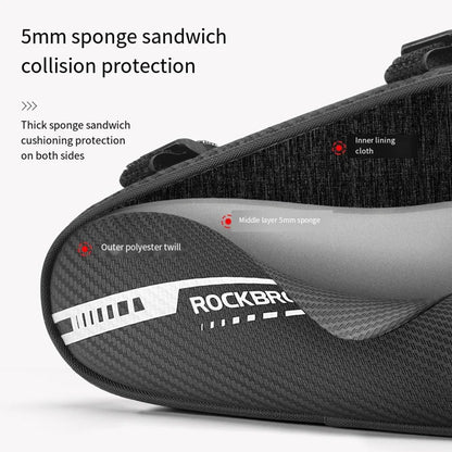 ROCKBROS Bike Saddle Bag MTB Road Cycling Reflective Twill Top Tube Triangle Bag Bicycle Handlebar Pouch Frame Front Tube Bag
