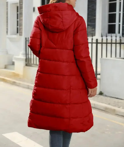 New Hooded Down Coats Women Medium Long Slim Fit Down Parkas Winter Warm Solid Casual Zipper Coat Stylish Outwear Autumn Jackets