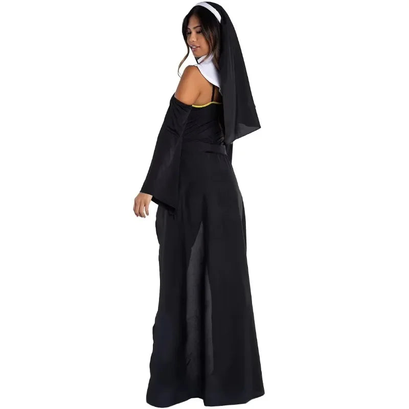 Fashion Sexy Halloween Nun Cosplay Costume Ladies Stage Costume Vampire Nun Costume Suits Carnival Maria Women Polyester Sets