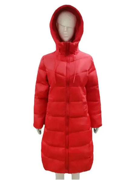 New Hooded Down Coats Women Medium Long Slim Fit Down Parkas Winter Warm Solid Casual Zipper Coat Stylish Outwear Autumn Jackets