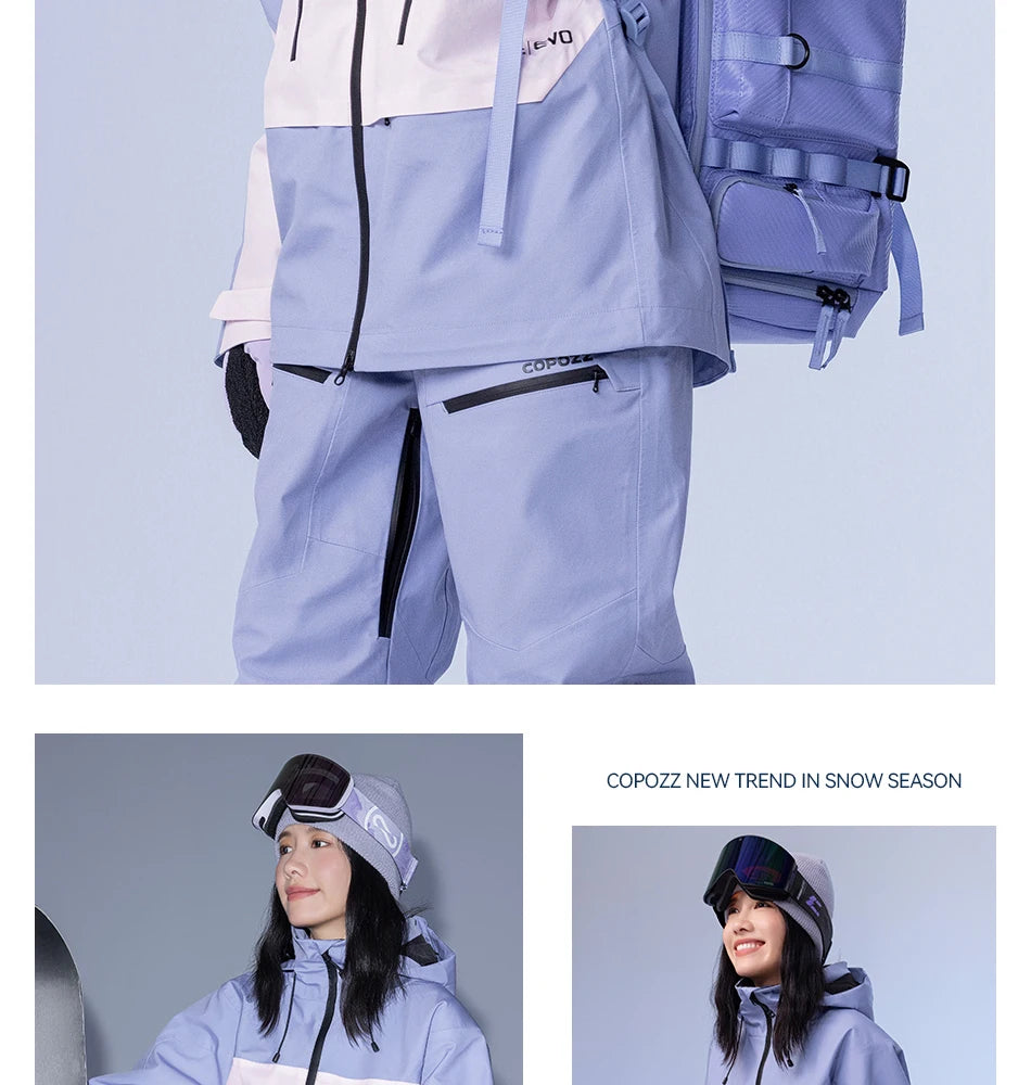 COPOZZ Skiing Coats Winter Warm Women Men Tracksuit Hooded Sports Snowboard Jacket Mountain Female Outwear Windproof Ski Clothes