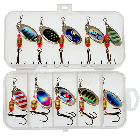 10pcs/set Waterdrop Metal Spoon Spinner Fishing Lure with Hook Artificial Bait Kit for Freshwater and Saltwater