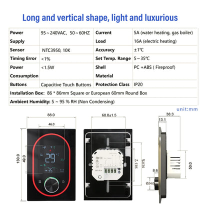 Smart WiFi Thermostat Programmable Knob Temperature Controller Electric Floor Heating Gas Boiler Thermostat for House Office