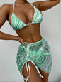 2025 New Sexy Striped Printed Three Pieces Bikini Sets Swimsuit For Women Swimwear Female Halter Strappy Bathing Suits Beachwear
