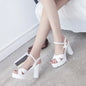 Women Fish Mouth Platform High Heels Wedges Buckle Sandals Shallow Hollow Open Toe Shoes Woman Party Footstep Office Pumps