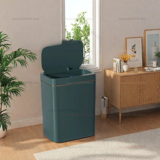 15L contactless smart sensor trash can automatically bag electronic waste trash can touchless bathroom kitchen white smart home
