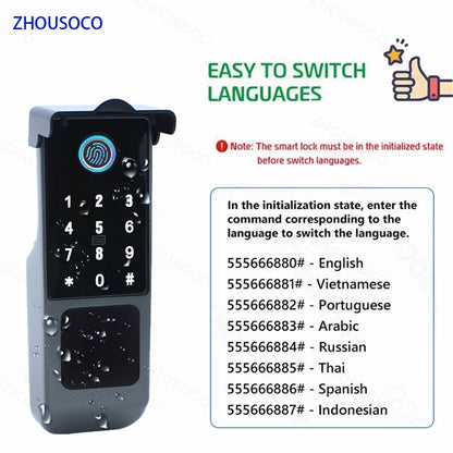 Tuya Wifi Waterproof Outdoor Smart Door Lock TTLock App Fingerprint Lock Card Code Remote Unlock Keyless Digital Electronic Lock