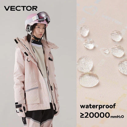VECTOR Brand Men Women Ski Jacket Winter Warm Windproof Waterproof Ski Suit Outdoor Sports Snowboard Coat Splicing double plate