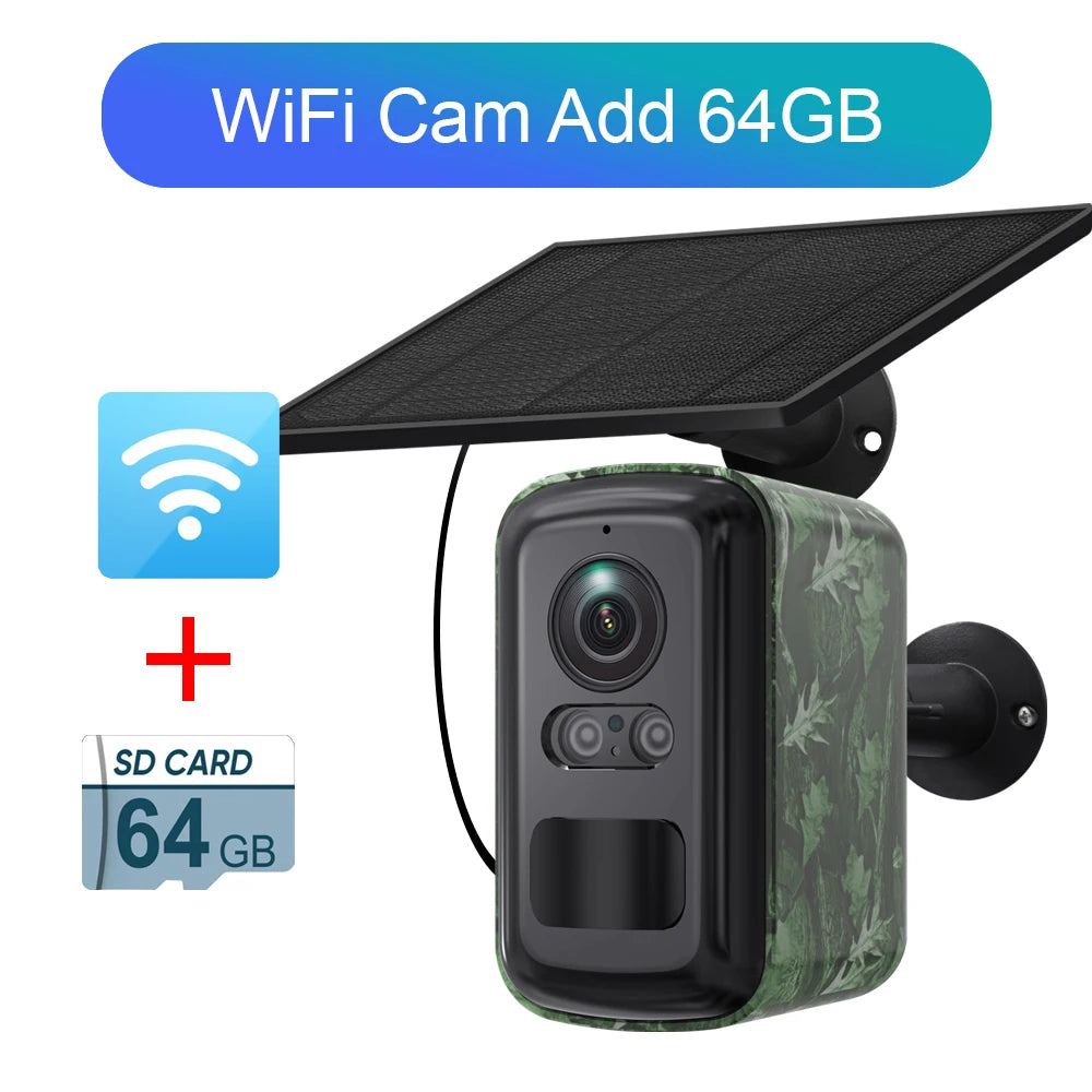 UBOX 5MP Mini 4G Solar Camera Outdoor WiFi Surveillance Camera Camouflage Wildlife Cam CCTV PIR Detection Color/IR Night Vision