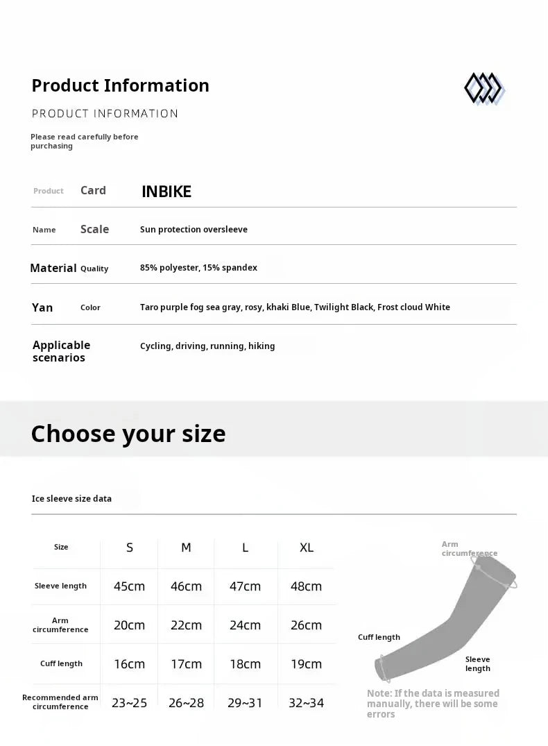 Inbike Arm Sleeve Sunscreen Breathability Sports Protection High Elasticity Bicycle Sleeves Cycling Sleeves Man Uv Protection