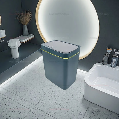 15L Non-Contact Smart Sensor Trash Can Automatic Bagging Electric Bathroom Kitchen Smart Waste Bin for Home Office White