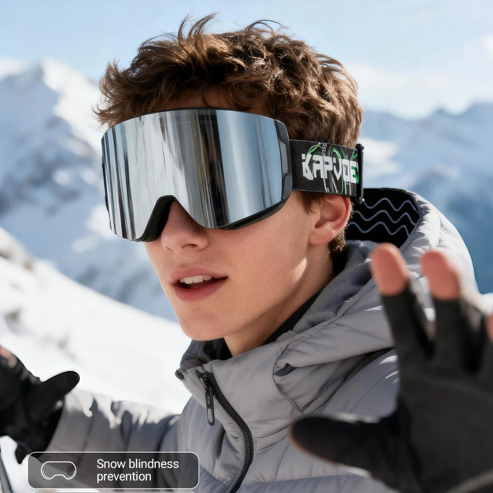 KAPVOE Ski goggles Anti-fog Skiing goggles Photochromic Outdoor Sports Magnetic Glasses Winter Snowboard Snowmobile Equipment