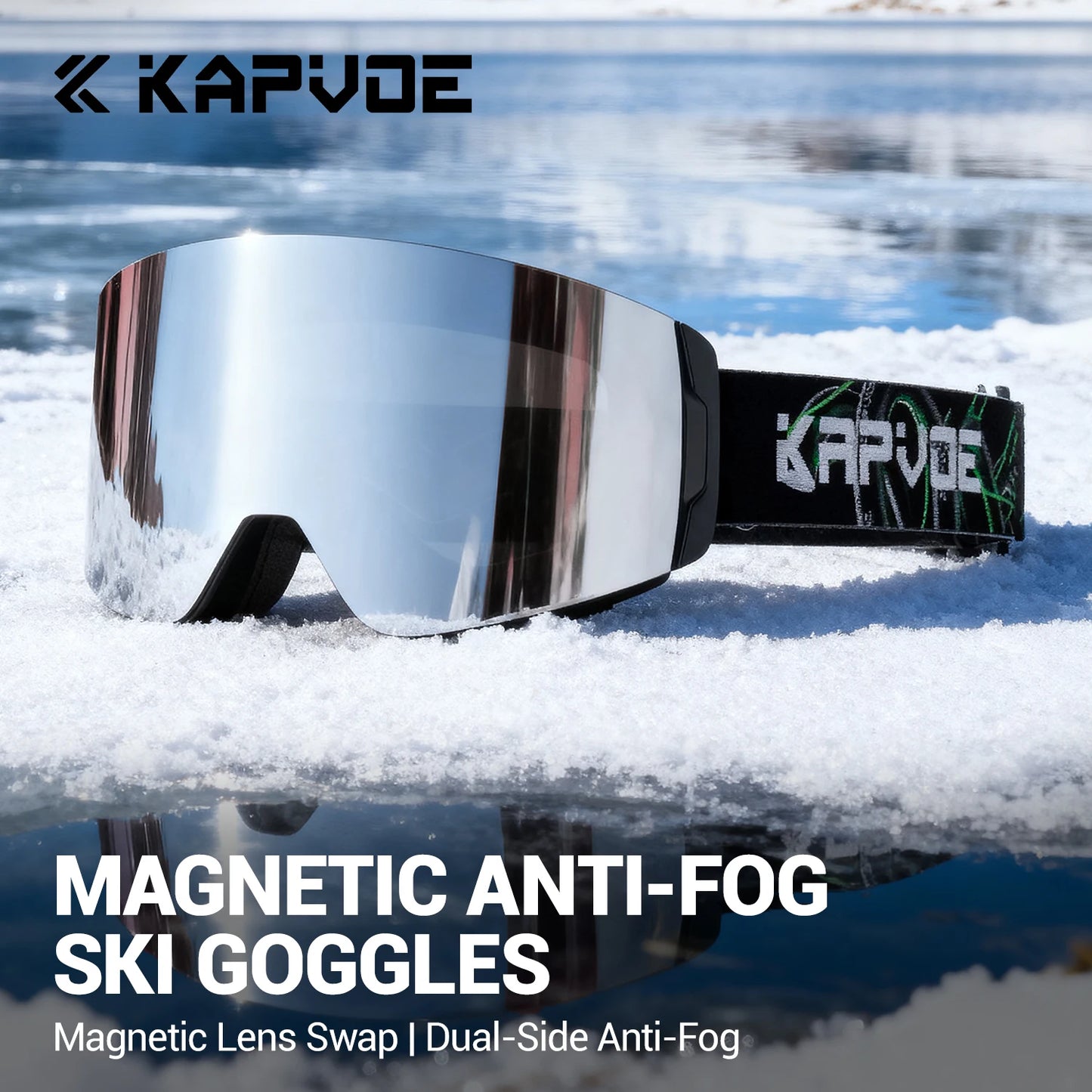KAPVOE Ski goggles Anti-fog Skiing goggles Photochromic Outdoor Sports Magnetic Glasses Winter Snowboard Snowmobile Equipment