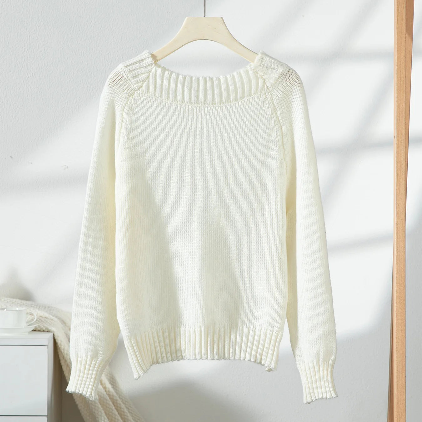 Women's Sweater New Solid Color Simple One Neck Pullover Spring and Autumn Women's Knitted Casual Sweater for Women