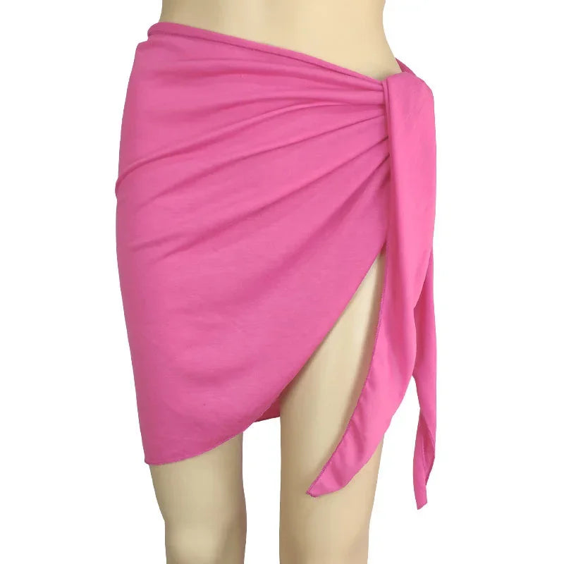 Summer Solid Bikini Cover Ups Shorts Pareo Wraps Sarong Skirt Swimsuit Beachwear Women Beach Skirts Swimwear Half Wrapped Skirt
