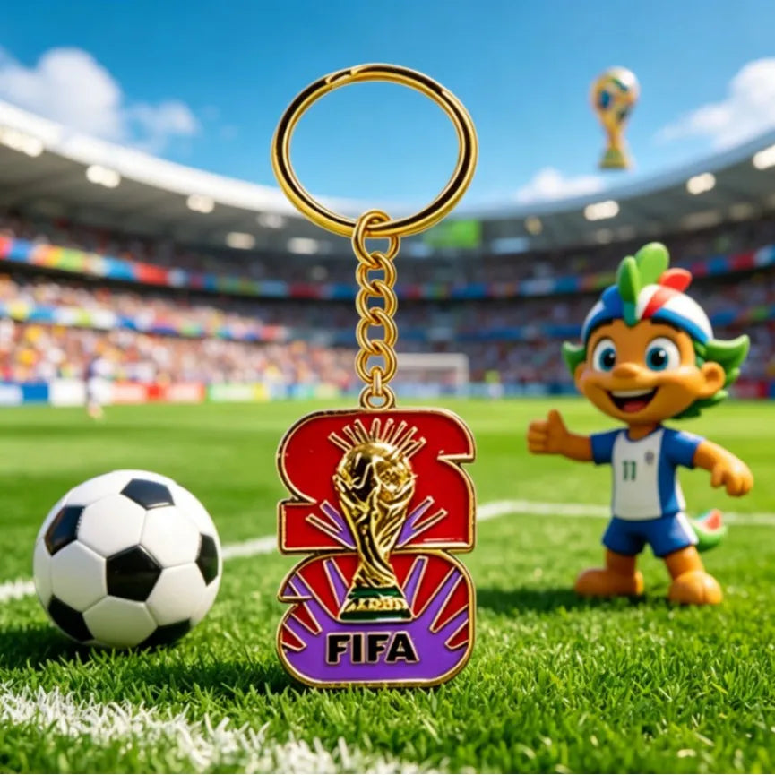 2026 FIFA World Cup Enamel Metal Keychain, UV Printed Soccer Key Ring, Football Fan Souvenir, Car Bag Pendant, Sports Gift