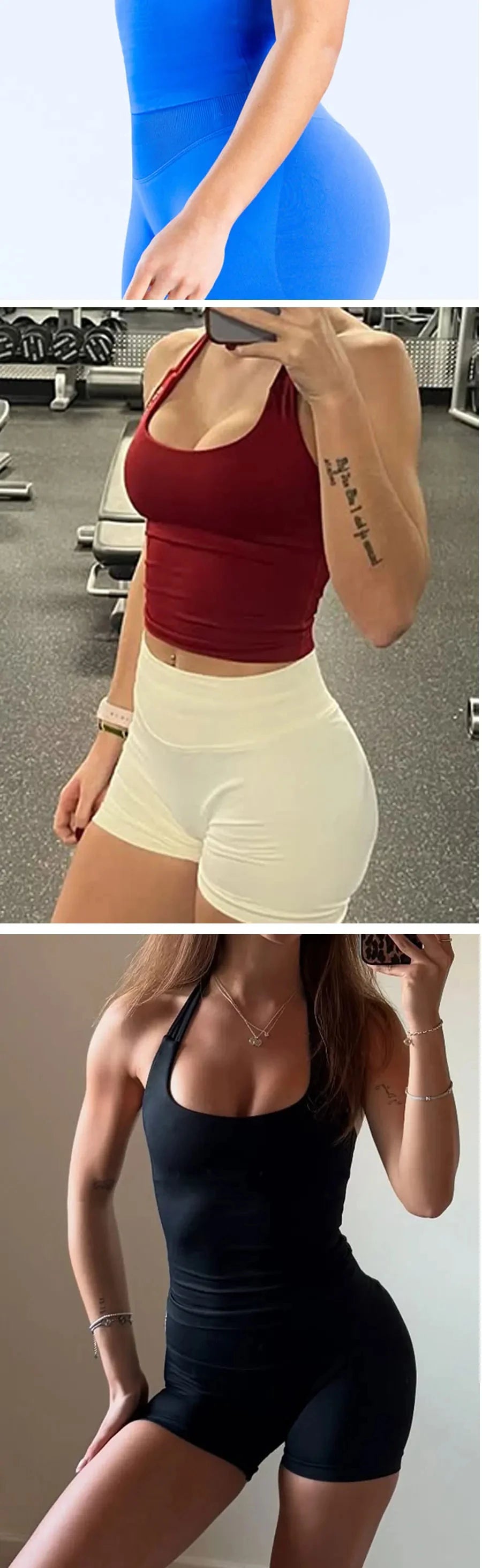 Yoga Gym Set Halter Top Set Yoga Leggings Shorts Set Backless Tights Bra Vest Seamless Stretch Ribbed Buttocks Lift Shorts Set