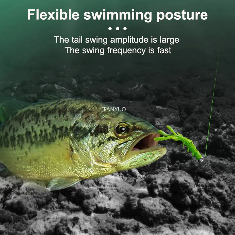 15PCS Floating Soft Shrimp Fishing Bait 5/6/7CM NED Rig Wobbler Shrimp Swim Lure Jig Salt Silicone Swimbait with Fish Attractant