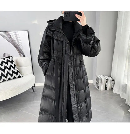 2025 New Women's Winter Black Down Jacket Women's Hooded White Duck Down Coat Windbreak Women Thicken Parker Overcoat