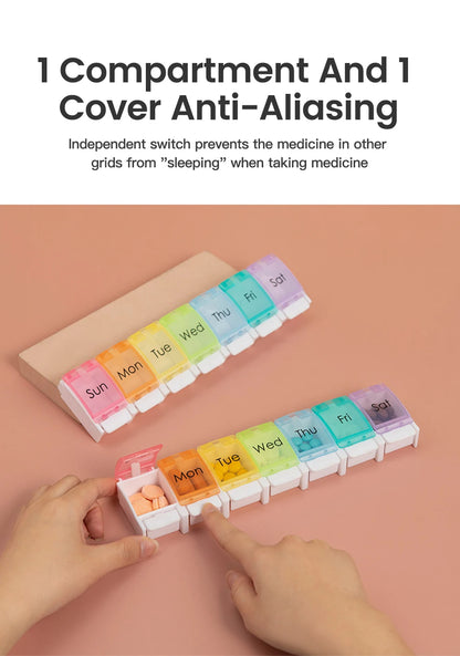 7 Days Weekly Pillbox Tablet Holder Medicine Storage Case Drug Container Pill Box Tablet Storage Box Organizer 7 Cells Pill Case