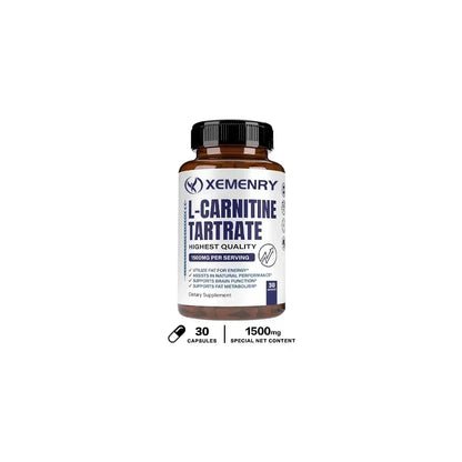 L-Carnitine Tartrate Premium Capsules 1500 mg - Natural Energy Production, Supports Metabolism