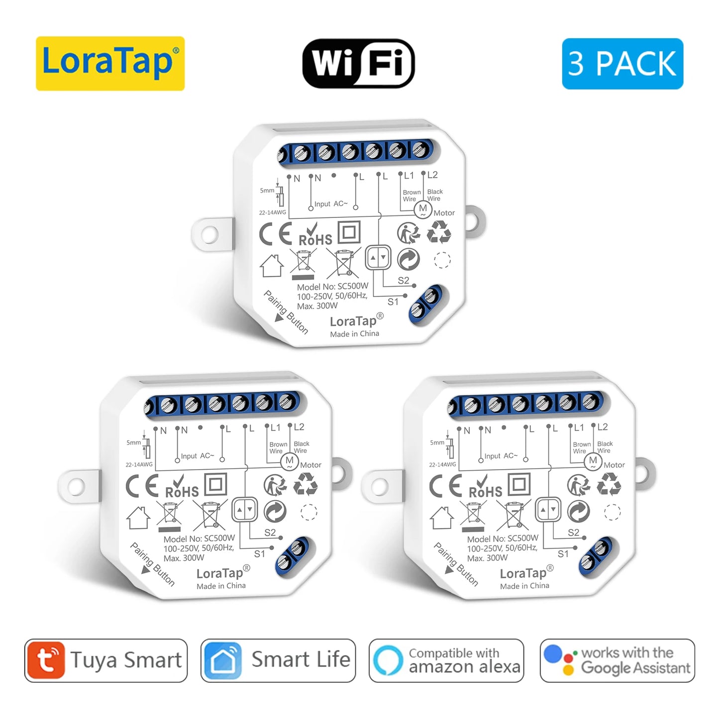 LoraTap Tuya Smart Life Roller Shutter Blinds Switch Relay Module Percentage Timer Remote Control Google Assistant Alexa
