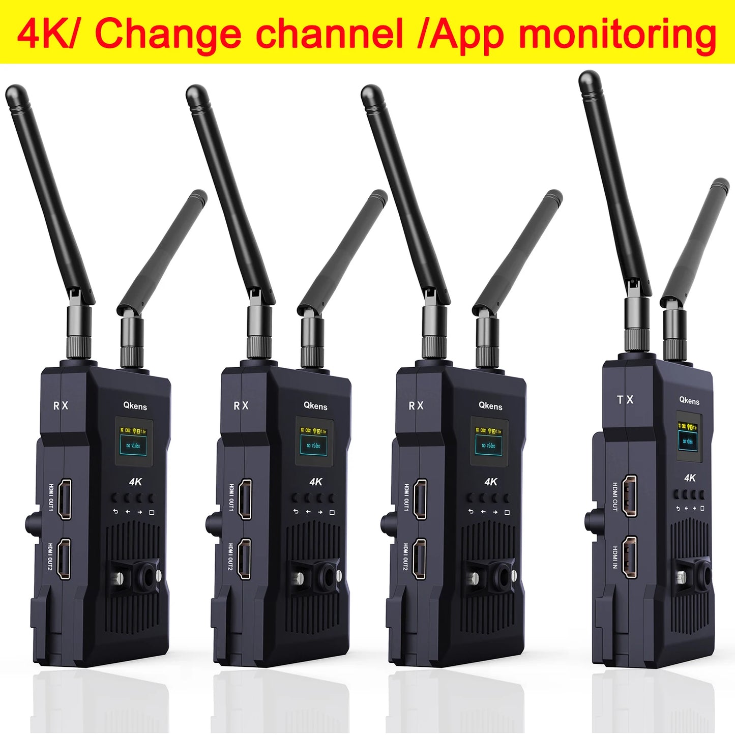 200m 4K Wireless HDMI Extender Dual Display Video Transmitter and Receiver Support Battery Switcher DSLR Camera Laptop PC To TV