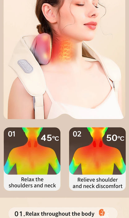 Wireless Electric Shoulder Massager Air Compress Kneading Multifunctional Neck Massager Shawl Massaging Muscle Relaxing
