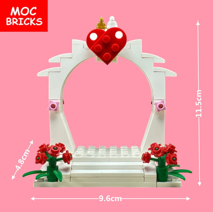 MOC Bricks Figure bracelet diamon bride groom Marriage Marry wedding Chain Building Blocks Assembled Kids Friends Toys Gift