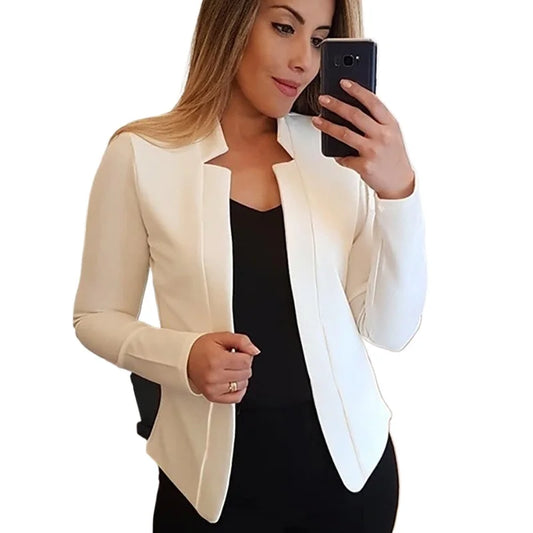 Women Thin White Blazers Spring 2025 Female Summer Blazer Long Sleeve Open Stitch OL Womens Slim Coats Femme Ladies Black Tops