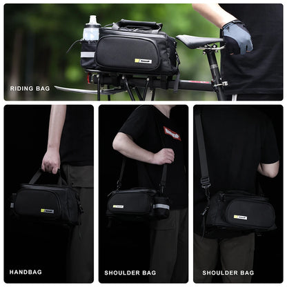 Rhinowalk Bicycle Pannier Bag Multifunctional Bike Rack Bag Trunk Saddle Cycling Large Capacity Travel Bag MTB With Rain Cover