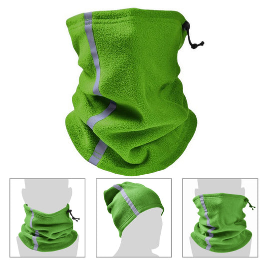 Winter Fleece Neck Warmer Reflective Neck Gaiter with Adjustable Drawstring Skiing Windproof Ski Neck Gaiter for Skiing Hiking