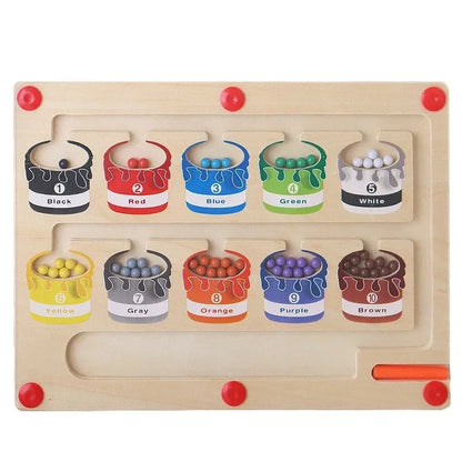 Wooden Magnetic Color and Number Maze Learning Education Toys Color Matching Montessori Toys Wooden Toys for Children Gift