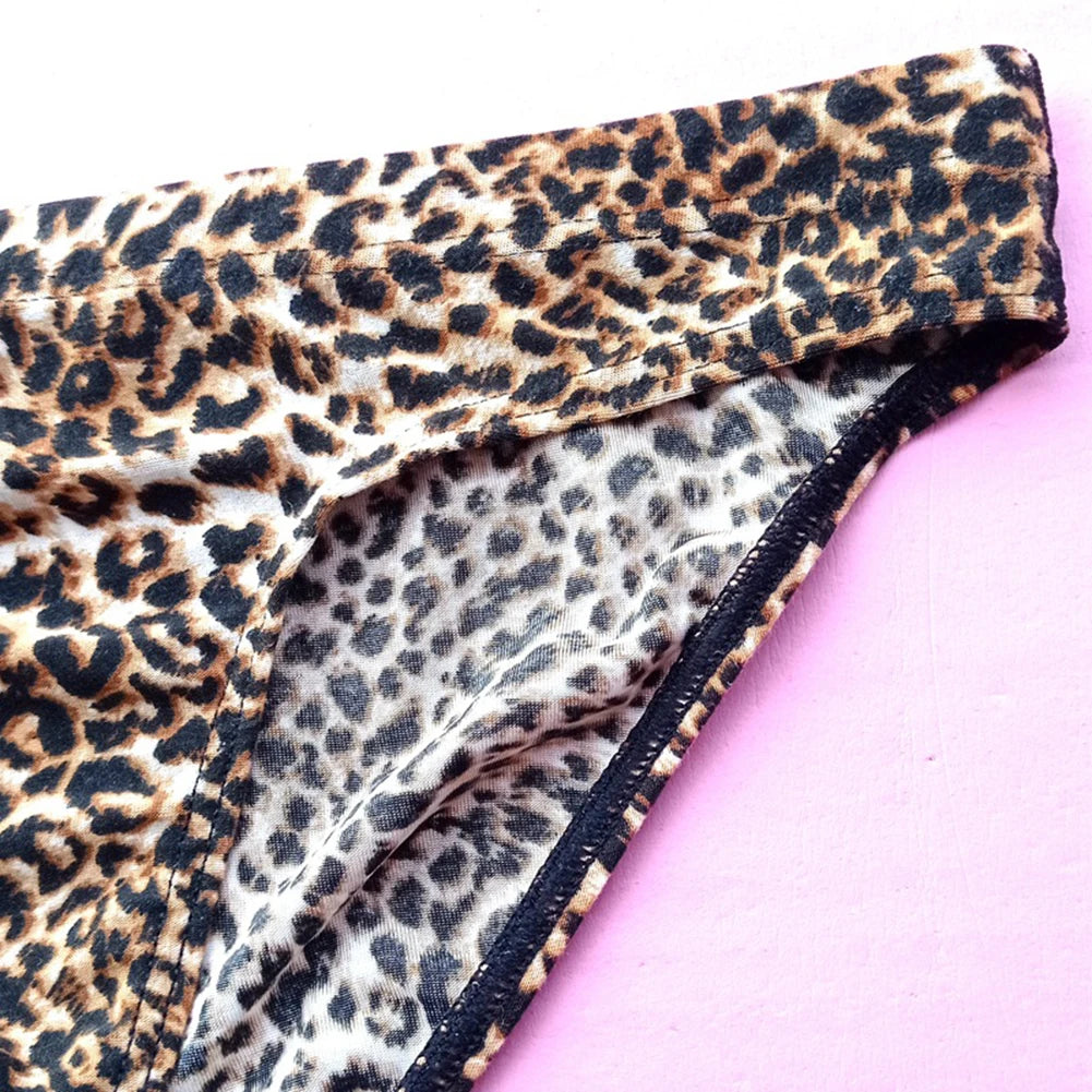 Men's Panties Leopard Printed Bikini G-String Low Waist Briefs Soft Pouch Temptation Lingerie Underwear Seamless Underpants