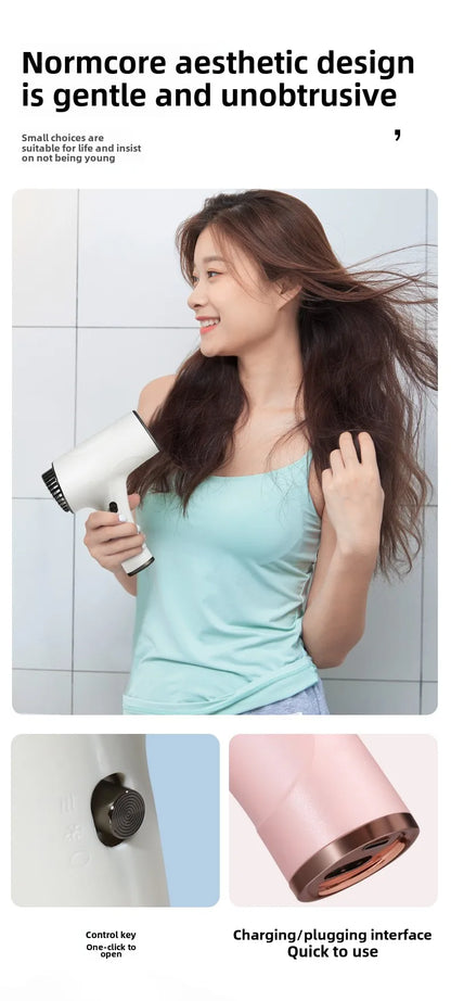 Wireless Portable Hair Dryer Professional Blow Dryer With Overheat Protection Mini Hair Dryer High power negative ion hair dryer